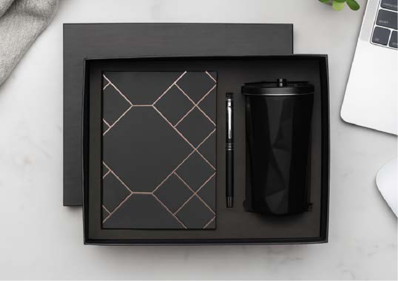 Geometric Lattice Embossed Diary & Tumbler Set